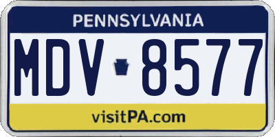 PA license plate MDV8577