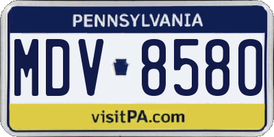 PA license plate MDV8580