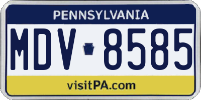 PA license plate MDV8585