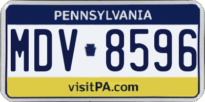 PA license plate MDV8596