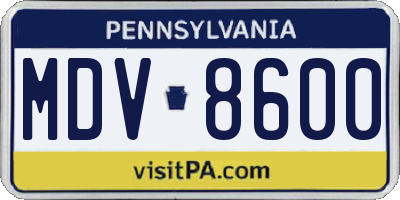PA license plate MDV8600