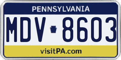 PA license plate MDV8603