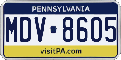 PA license plate MDV8605