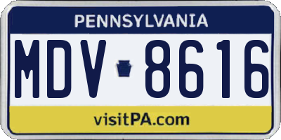PA license plate MDV8616