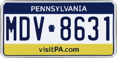 PA license plate MDV8631