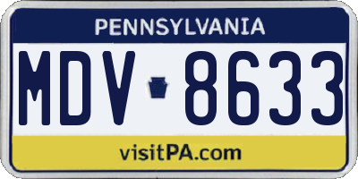 PA license plate MDV8633