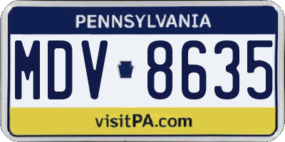 PA license plate MDV8635