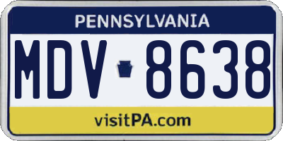 PA license plate MDV8638