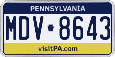 PA license plate MDV8643