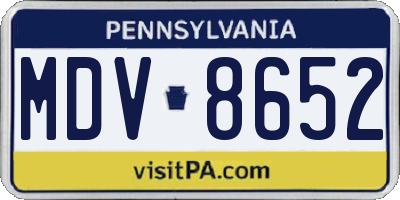PA license plate MDV8652