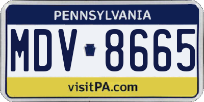 PA license plate MDV8665