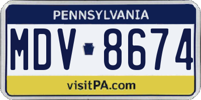 PA license plate MDV8674