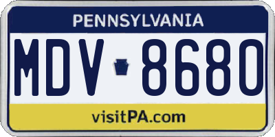 PA license plate MDV8680