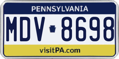 PA license plate MDV8698