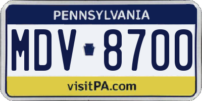 PA license plate MDV8700