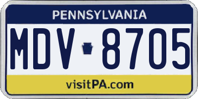 PA license plate MDV8705