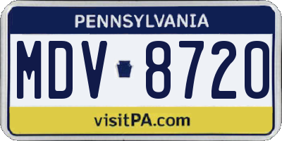 PA license plate MDV8720