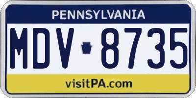 PA license plate MDV8735