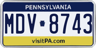 PA license plate MDV8743
