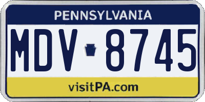 PA license plate MDV8745