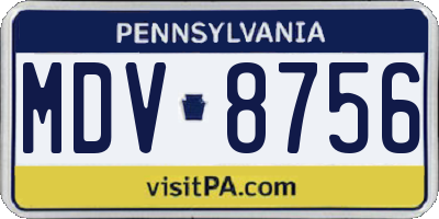 PA license plate MDV8756