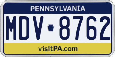 PA license plate MDV8762
