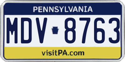 PA license plate MDV8763
