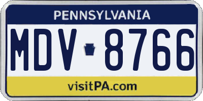 PA license plate MDV8766