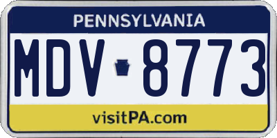 PA license plate MDV8773