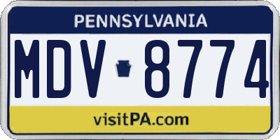PA license plate MDV8774