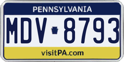 PA license plate MDV8793