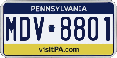 PA license plate MDV8801