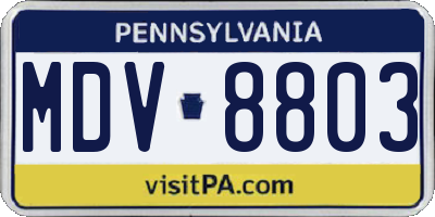 PA license plate MDV8803