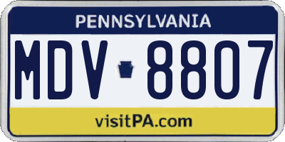 PA license plate MDV8807