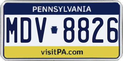PA license plate MDV8826