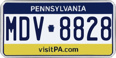 PA license plate MDV8828