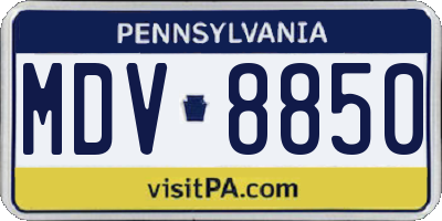PA license plate MDV8850