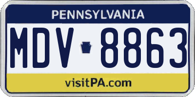 PA license plate MDV8863