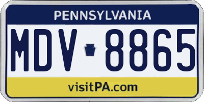 PA license plate MDV8865