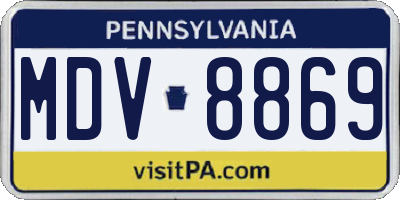 PA license plate MDV8869