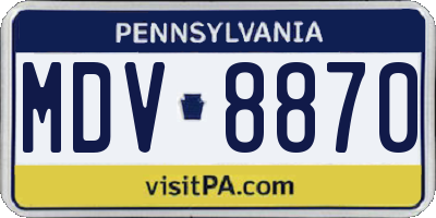 PA license plate MDV8870