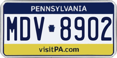 PA license plate MDV8902