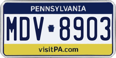 PA license plate MDV8903