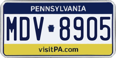 PA license plate MDV8905