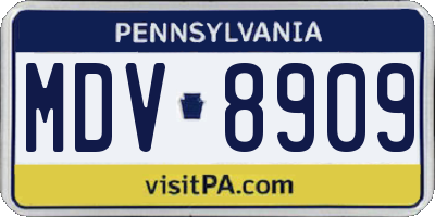 PA license plate MDV8909