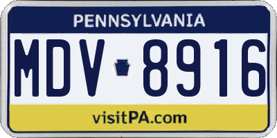 PA license plate MDV8916