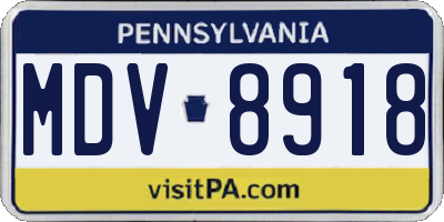 PA license plate MDV8918