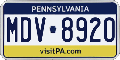 PA license plate MDV8920