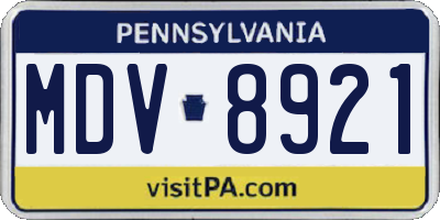PA license plate MDV8921
