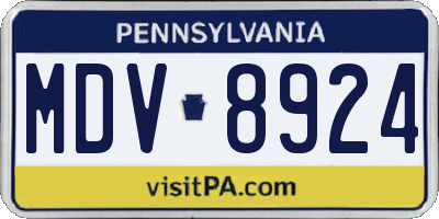 PA license plate MDV8924